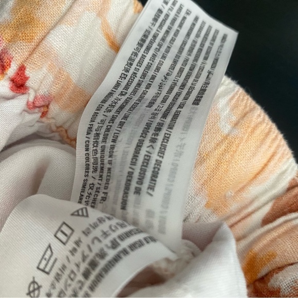 ABERCROMBIE & FITCH Orange Red Floral Linen Blend Wide Leg Pants Sz S - Picture 13 of 13